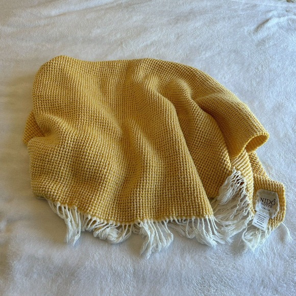 Nido Notte Italia Yellow Fringe Throw Blanket Soft Cozy Nursery - Picture 13 of 13